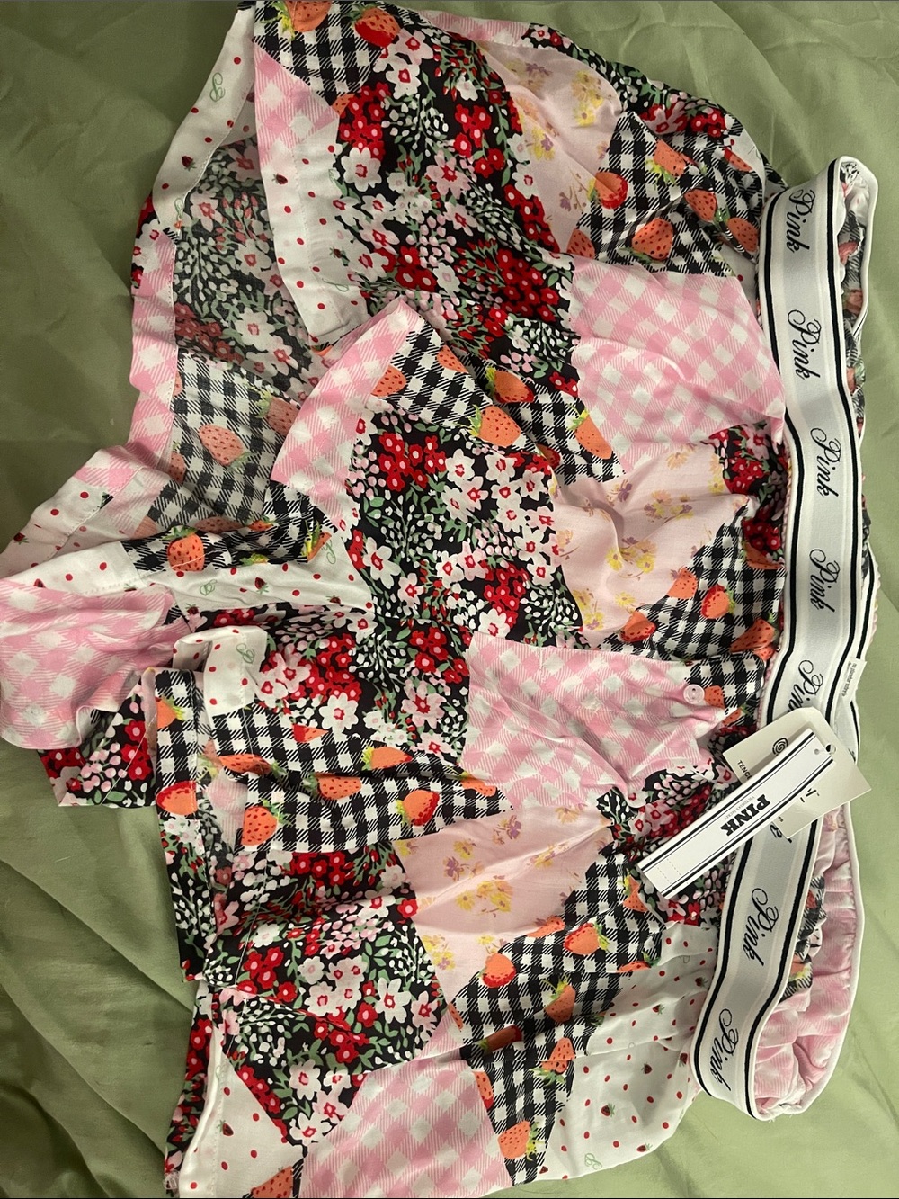 PINK Floral Patchwork Boxer Shorts - Pink, Black, White, Red